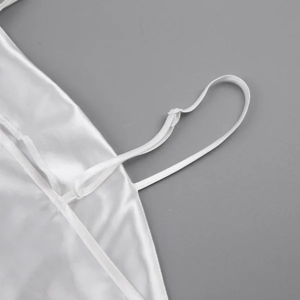 Satin Feather Trim Pajama Set - Image 4