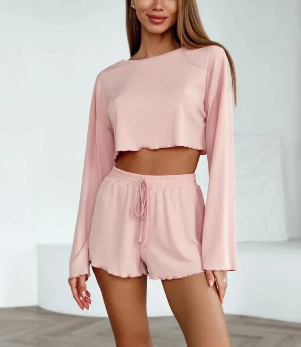 Pink Knit Long Sleeve Pajama Set