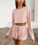Pink Knit Long Sleeve Pajama Set