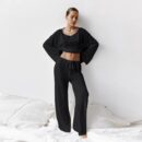 Knitted Long Sleeve Pajama Set for Women