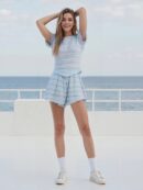Blue Ruffle Lace Top & Shorts Set
