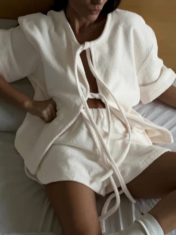 Casual Short Sleeve Pajama Set for Women - Image 4