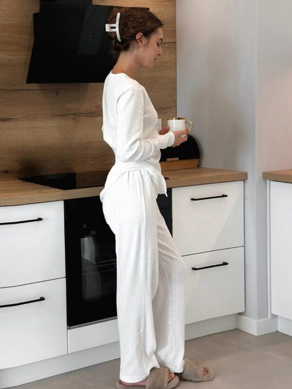 Love Jacquard Cardigan Pajama Set for Women - Image 2