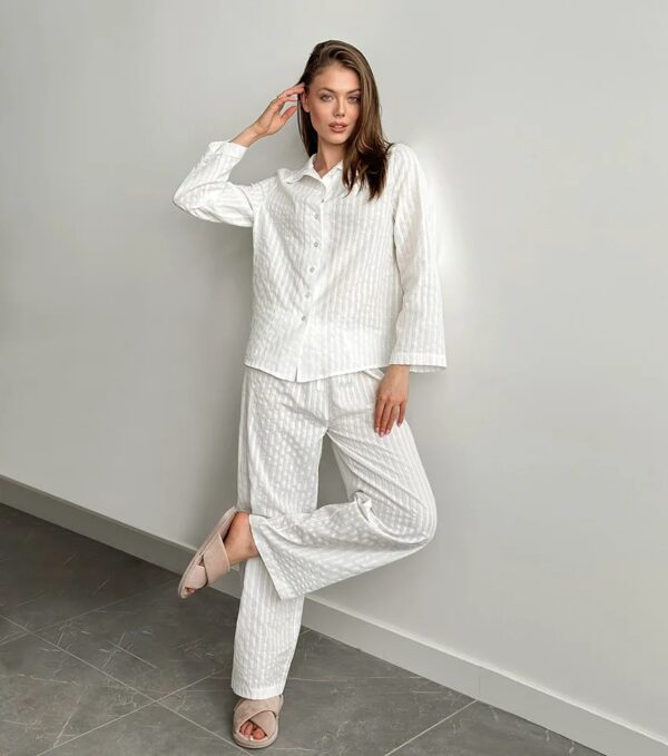 Cotton Lapel Pajama Set - Image 3