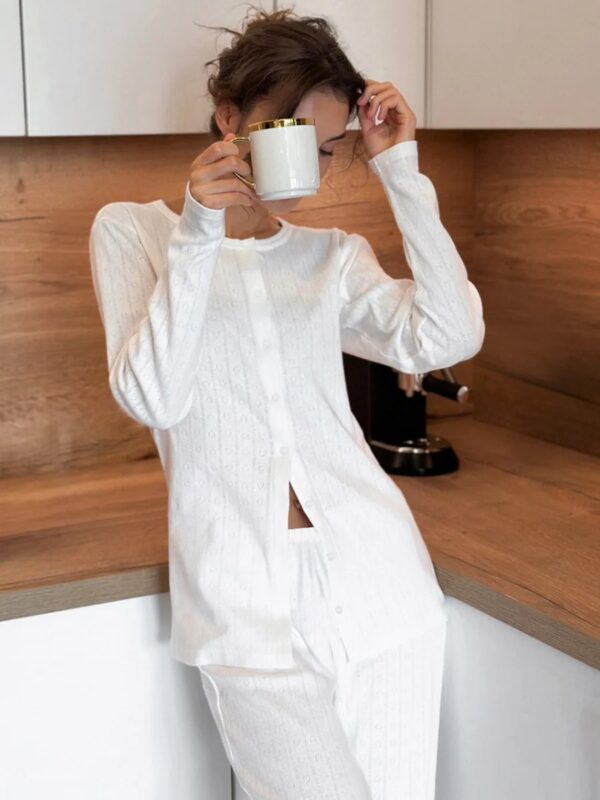 Love Jacquard Cardigan Pajama Set for Women