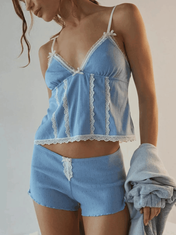 Lace Trim Cami Pajama Set - Image 2