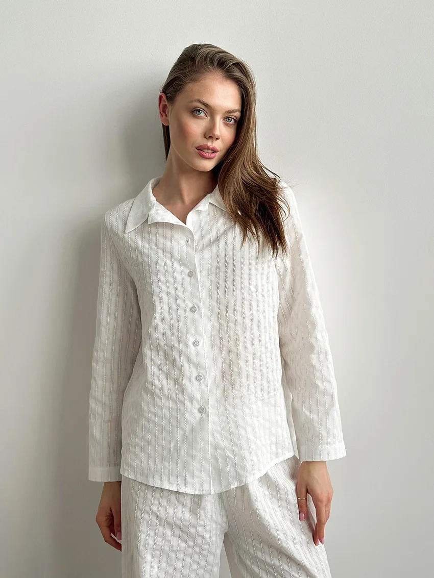 Cotton Lapel Pajama Set
