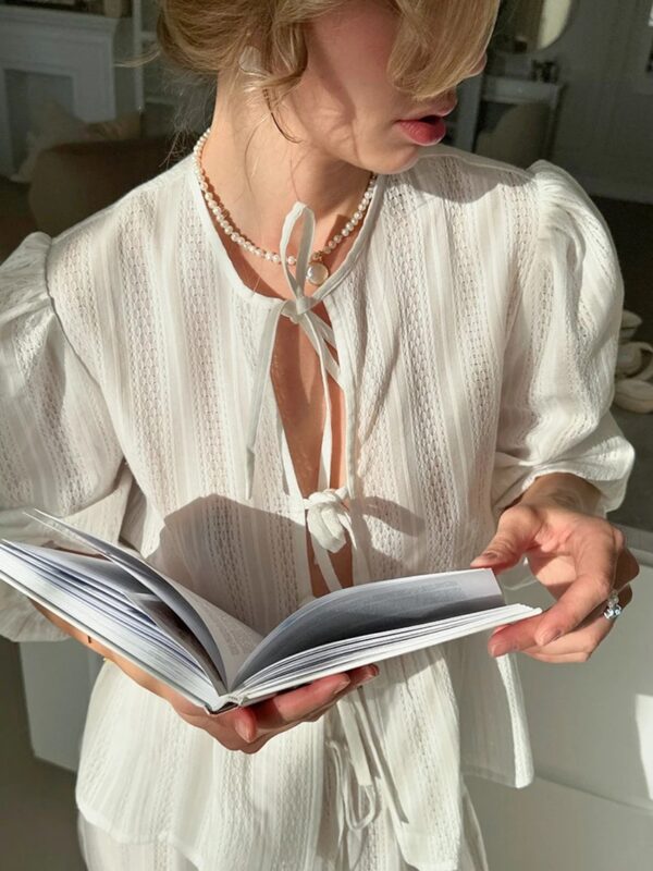 Winter Lace-Up Pajama Set for Women - Image 2